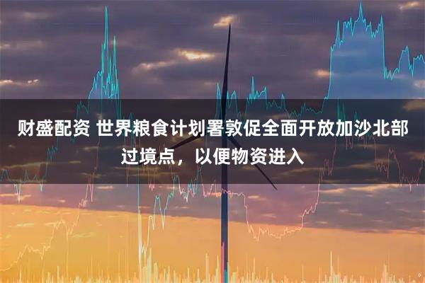 财盛配资 世界粮食计划署敦促全面开放加沙北部过境点，以便物资进入